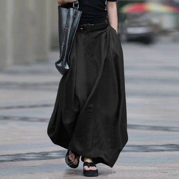 Wearshes Solid Color Loose Casual Skirt