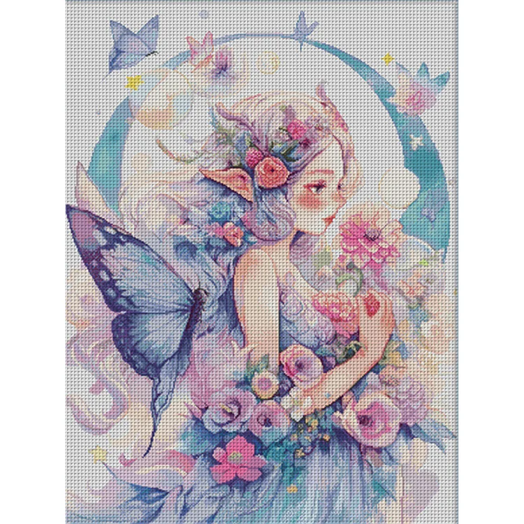  Girl And Butterflies Cross Stitch Pattern
