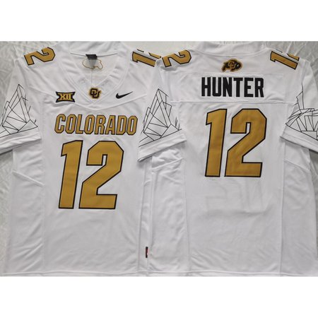 Men's Colorado Buffaloes White #12 Hunter Stitched Jersey 8161