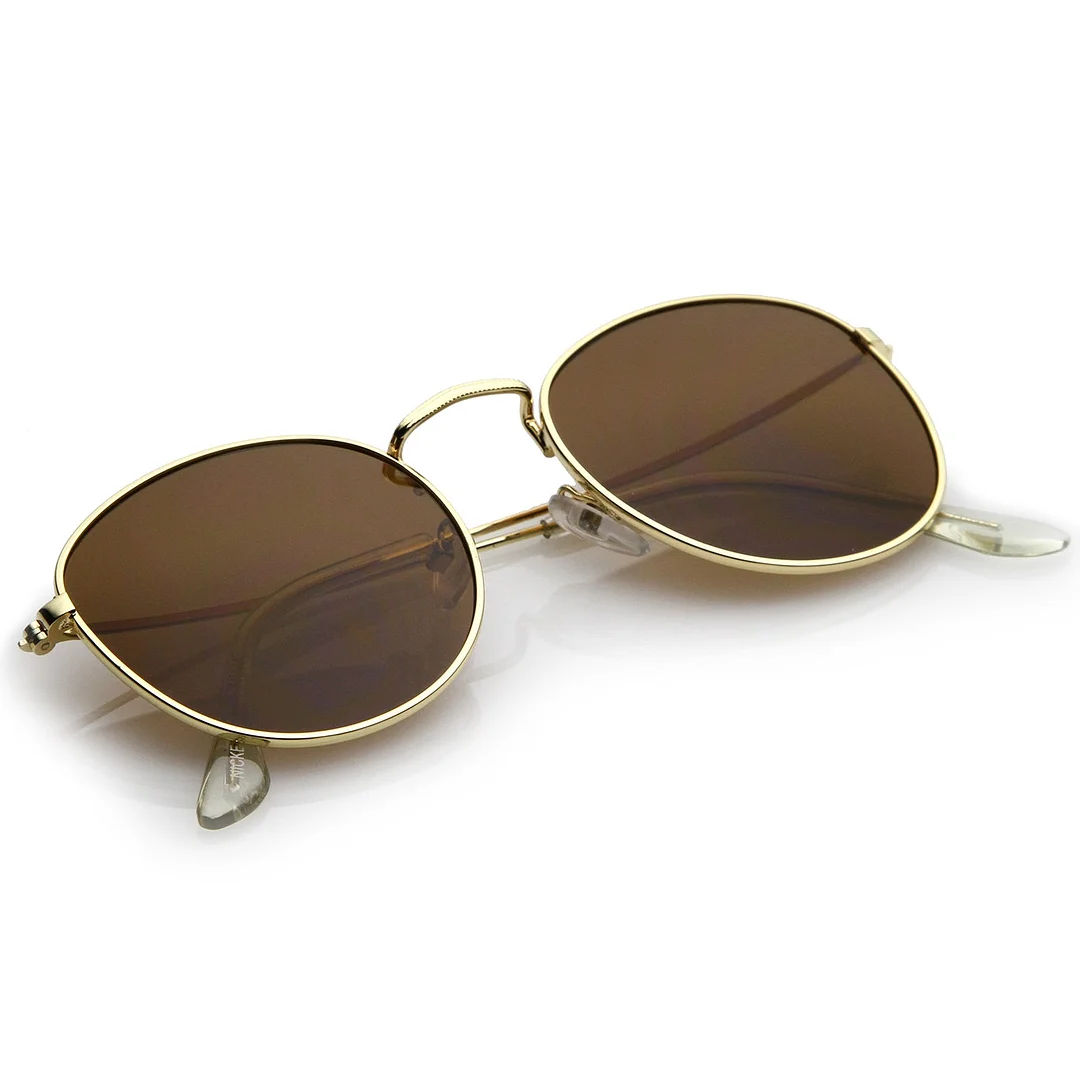 Classic Full Metal Frame Slim Temple Round glasses 45mm