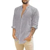 Gioiacombo&trade; Camicia casual da uomo in cotone e lino a maniche lunghe con bottoni