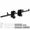 [US Local Warehouse] 20FT Sliding Library Ladder Hardware Kit Floor Roller with Brake Telescopic Top Hook Sliding Track Kit with Complete Hardware Set (No Ladder) Indoor Moving Track for Home Office Loft (Adjustable)