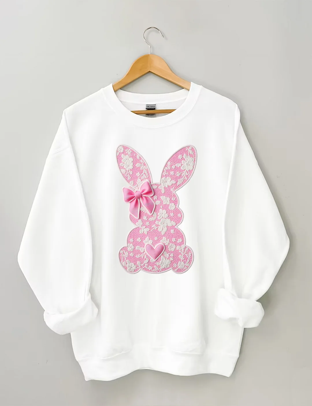 White Lace Bunny Coquette Bow Sweatshirt