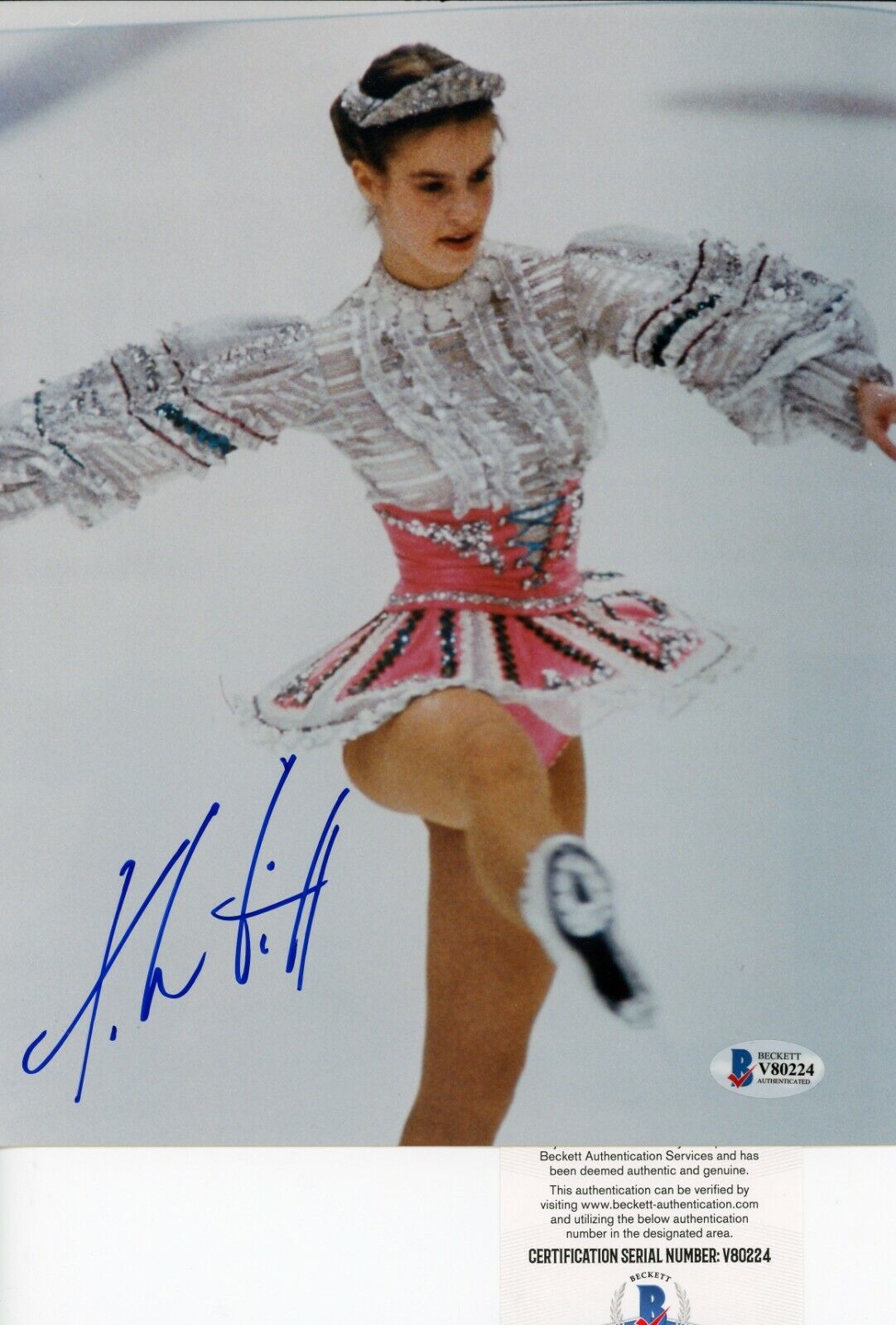 Karatina Witt Olympic Gold Signed Autographed 8x10 Glossy Photo Poster painting Beckett BAS