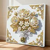 (25x25cm)DIY Pearl Painting Flower Framed Handmade Pearl Material Art Kit Living Room Decor