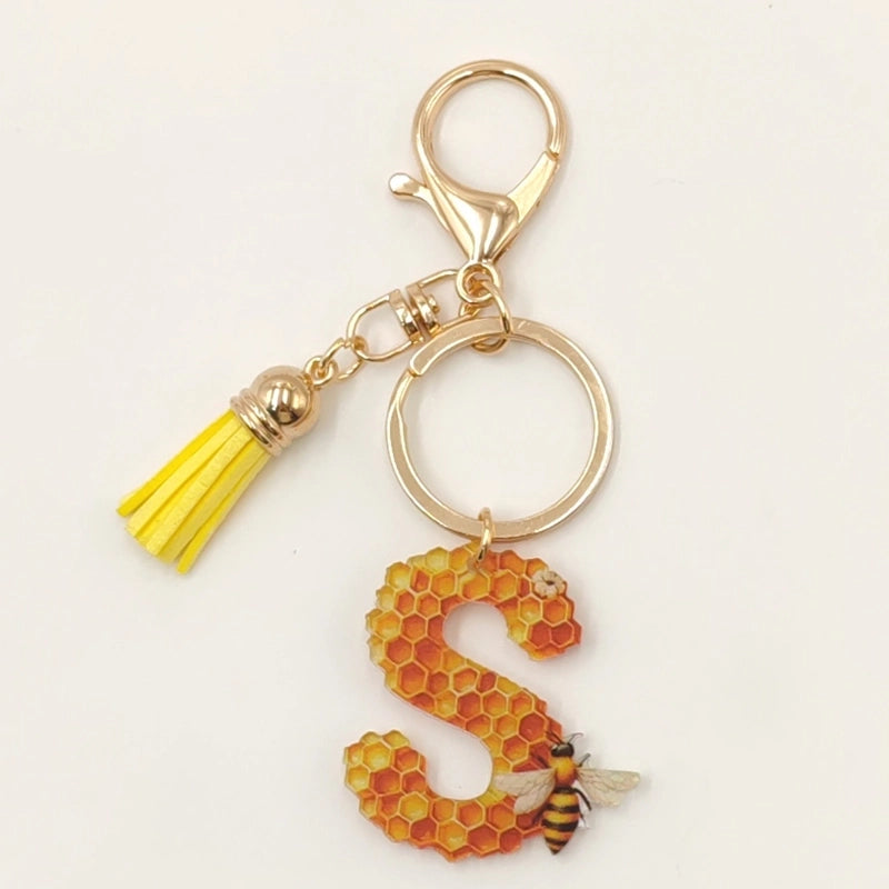 Classic Style Commute Letter Bee Arylic Unisex Bag Pendant Keychain