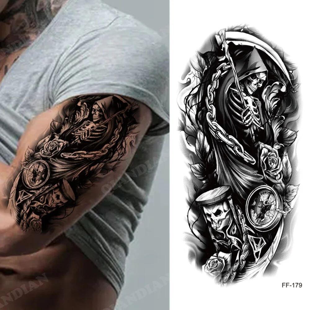 Sdrawing Waterproof Temporary Tattoo Sticker Wolf Lion King Sun Forest Tiger Mechanical Wild Boat Men Body Art Arm Fake Tatoo Women