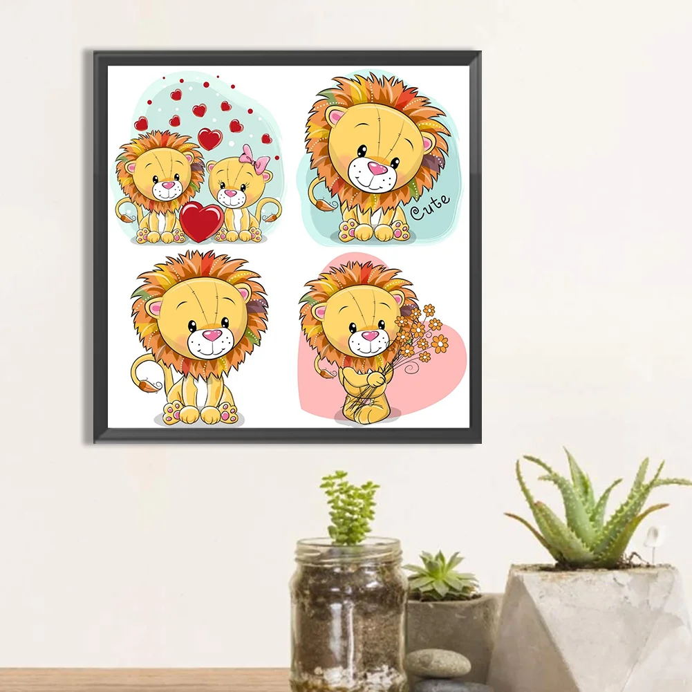 Full Round Diamond Painting 30*30cm - Cartoon Little Lion