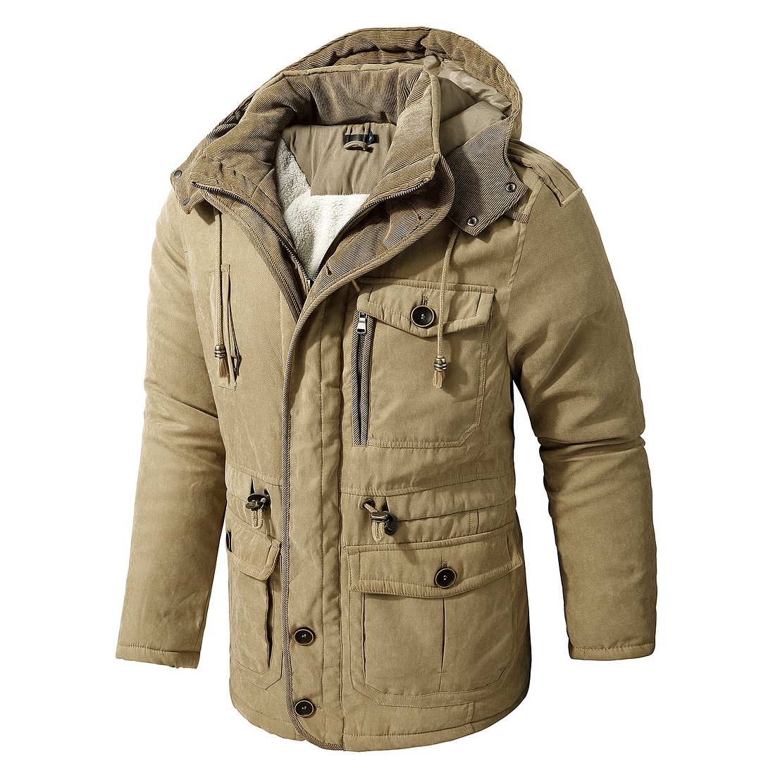 Men's Cashmere Hooded Thickened Multi Pocket Casual Coat Padded Jacket / [viawink] /