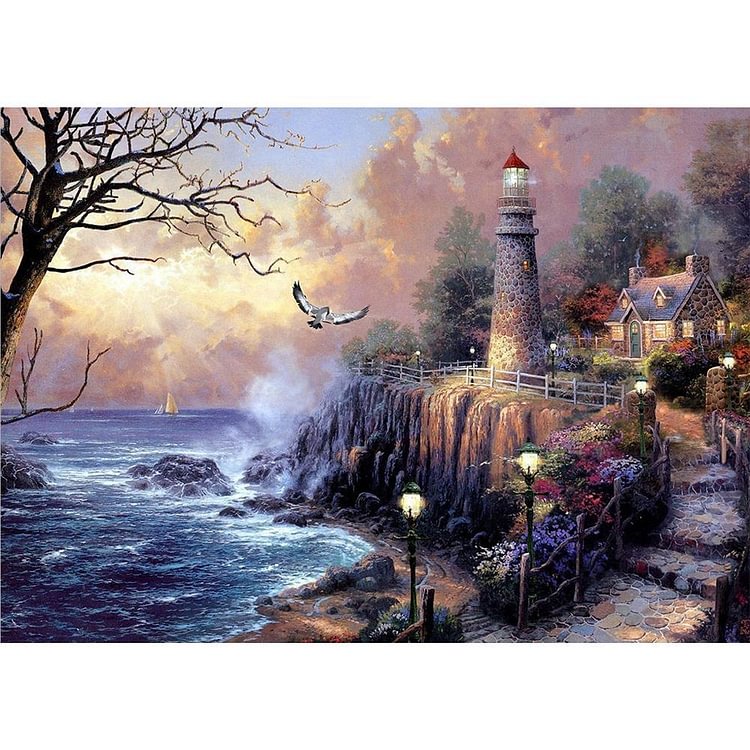 Peinture de diamant - plein rond - paysage de phare