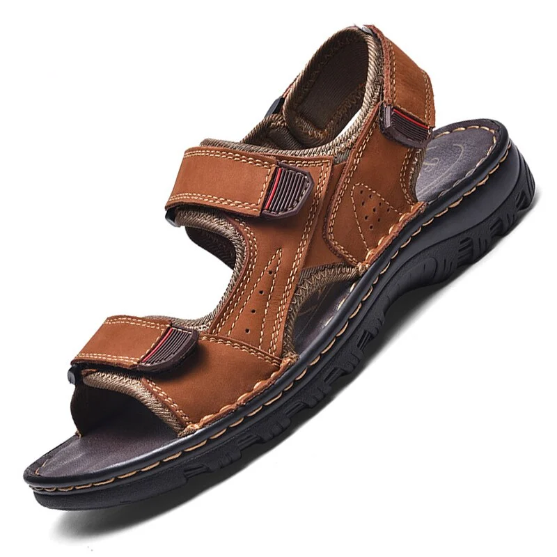 Summer Men's Sandals Outdoor Genuine Leather Breathable Men Sandals Leather Handmade Men Beach Sandals Men's Sandals Plus Size
