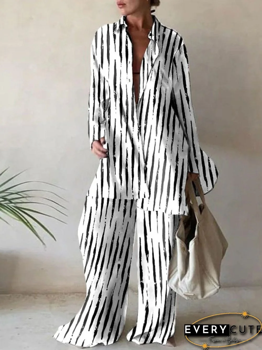 Summer Fashion Printed Loose Long Sleeves Shirts Straight Pants Two Piece Suits New Streetwear Women's Winter Elegant Commuting