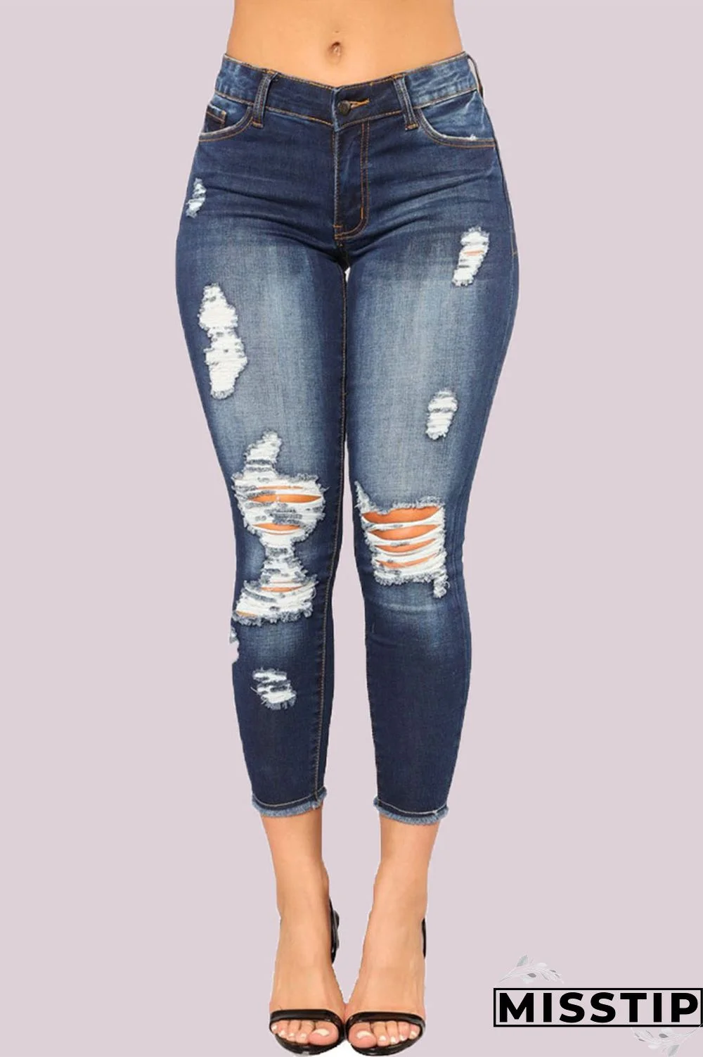 Blue Street Ripped High Waist Skinny Denim