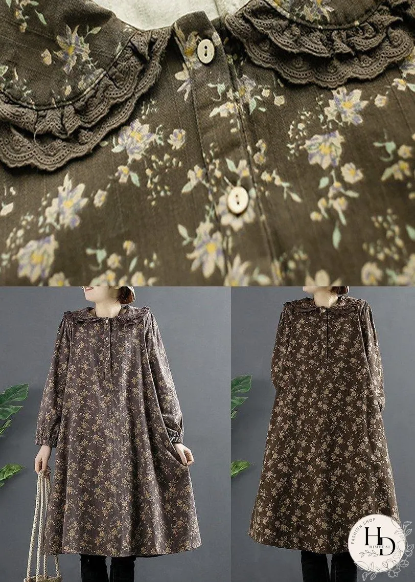 Elegant Pocket Spring Long Sleeve lavender Dress
