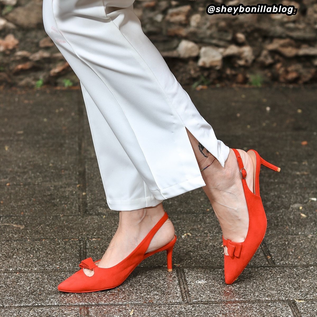 60mm Women's Pointed Toe Kitten Heels Bow-Knot Slingback Pumps Red Bottom Suede Sandals-MERUMOTE