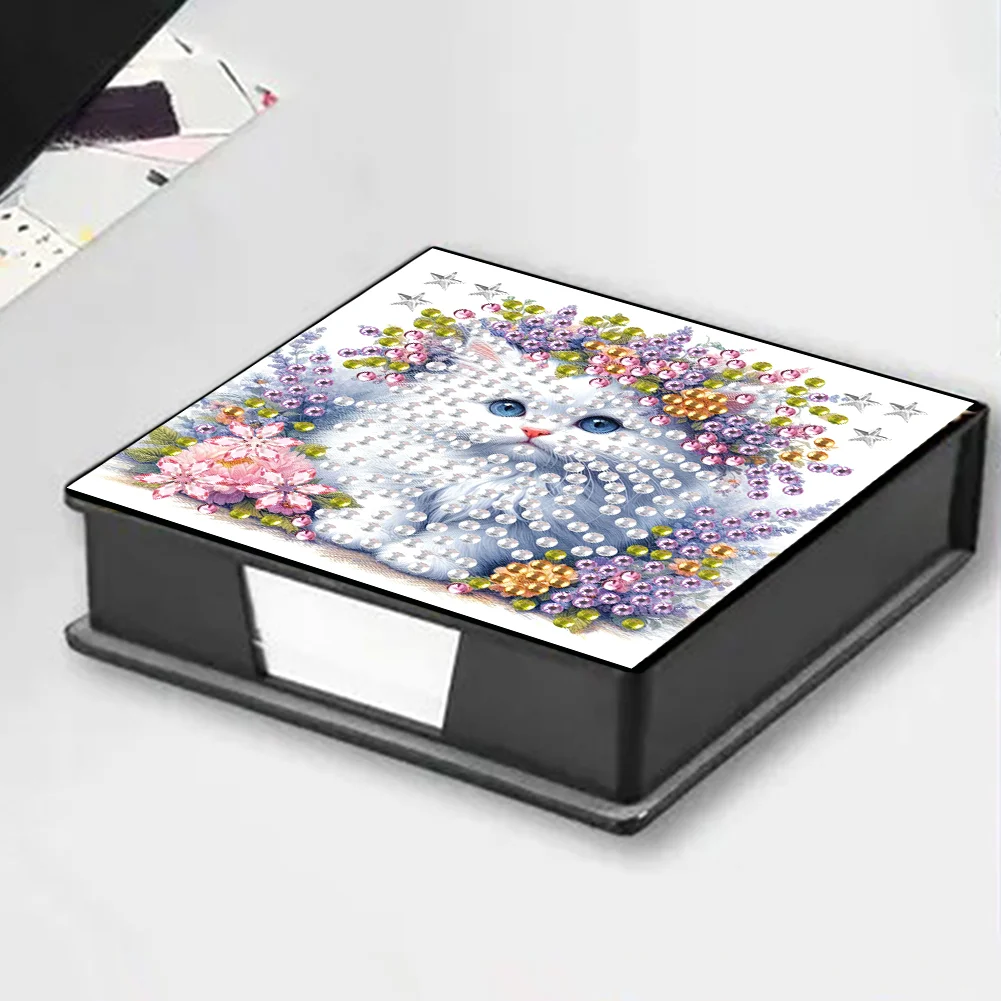 DIY Flower Cat Diamond Painting Memo Pad Holder Mosaic Kit for DIY Art Craft