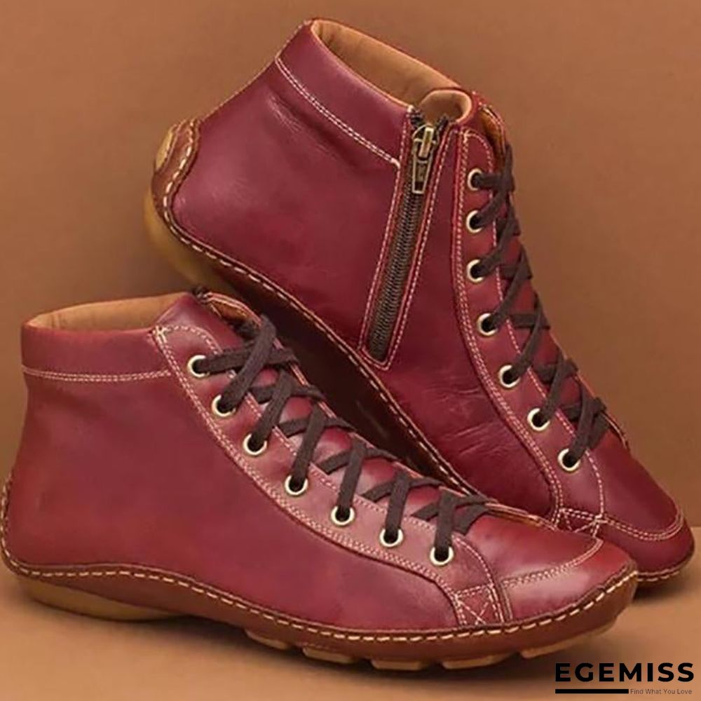 Casual Comfy Flat Heel Zipper Ankle Boots | EGEMISS