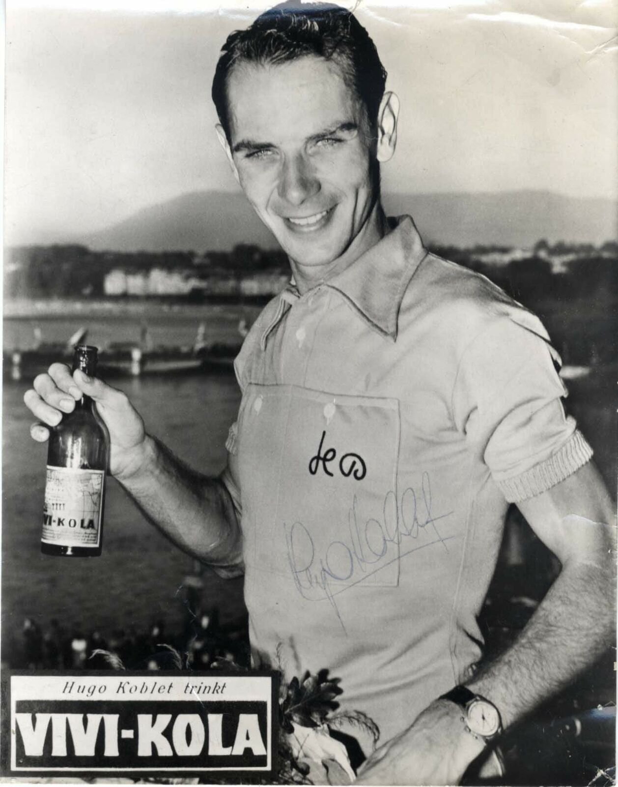 Hugo Koblet CYCLIST autograph, signed vintage Photo Poster painting