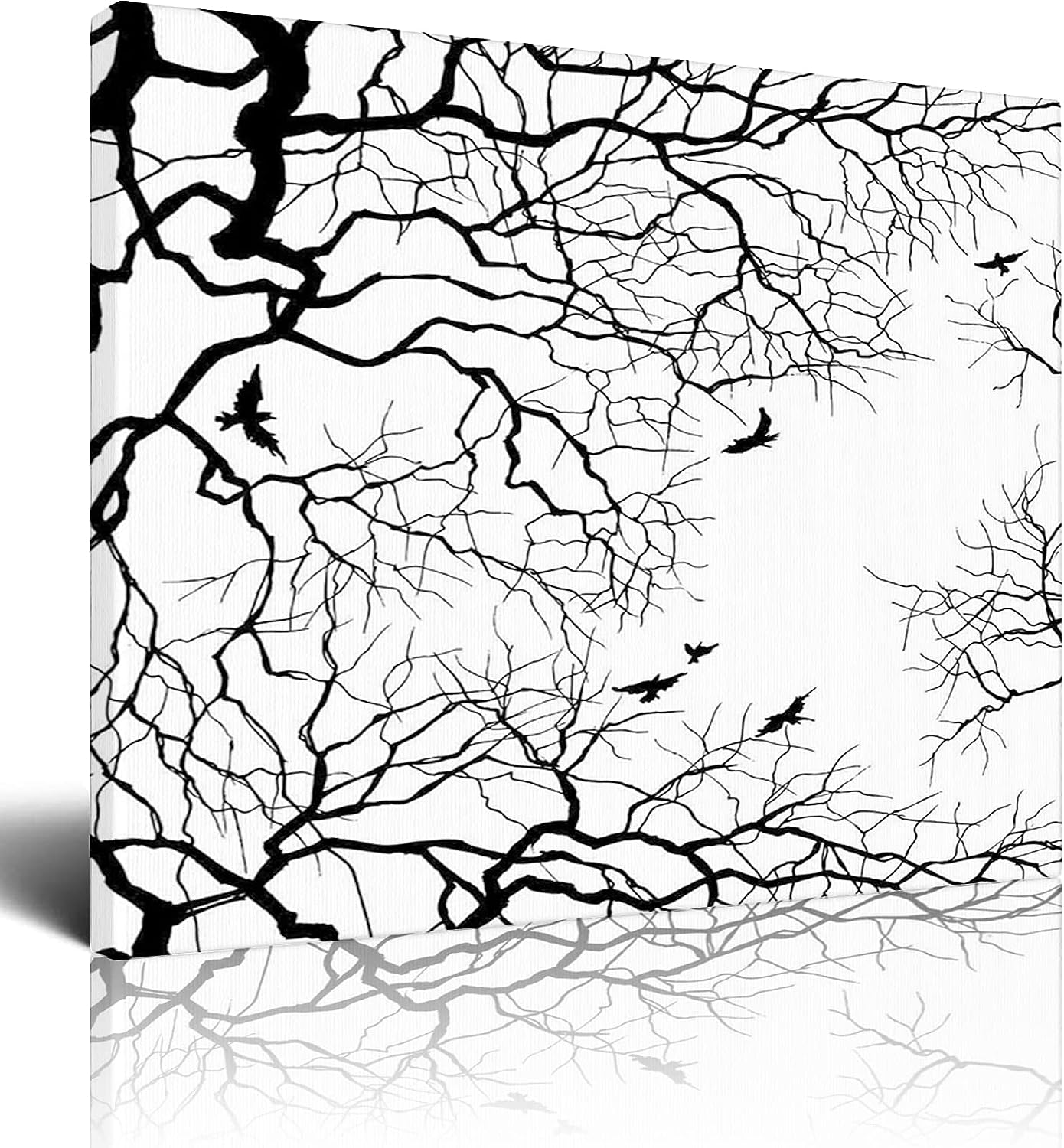 Nature Canvas Wall Art Pictures for Living Room,Birds Flying Over Tree Autumn Season Sky,Wall Decoration Decor Office Picture Framed Artwork Decor for Home Bedroom Decoration,Black Print - 16x20 Inch 16x20 Inch