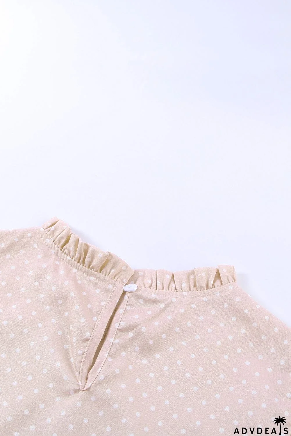 Ruffled Collar Dotted Print Top