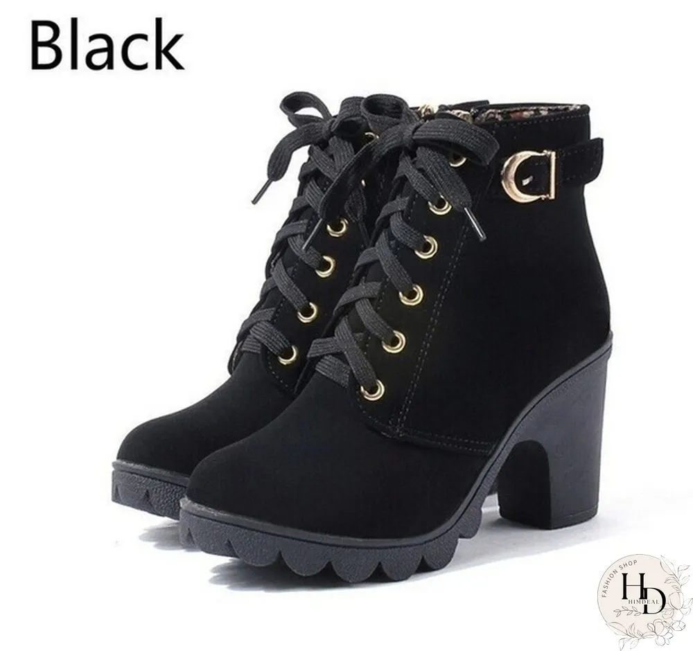 New Ladies Boots Solid Color Fashion Fur Martin Boots Increase Warm and Comfortable Boots