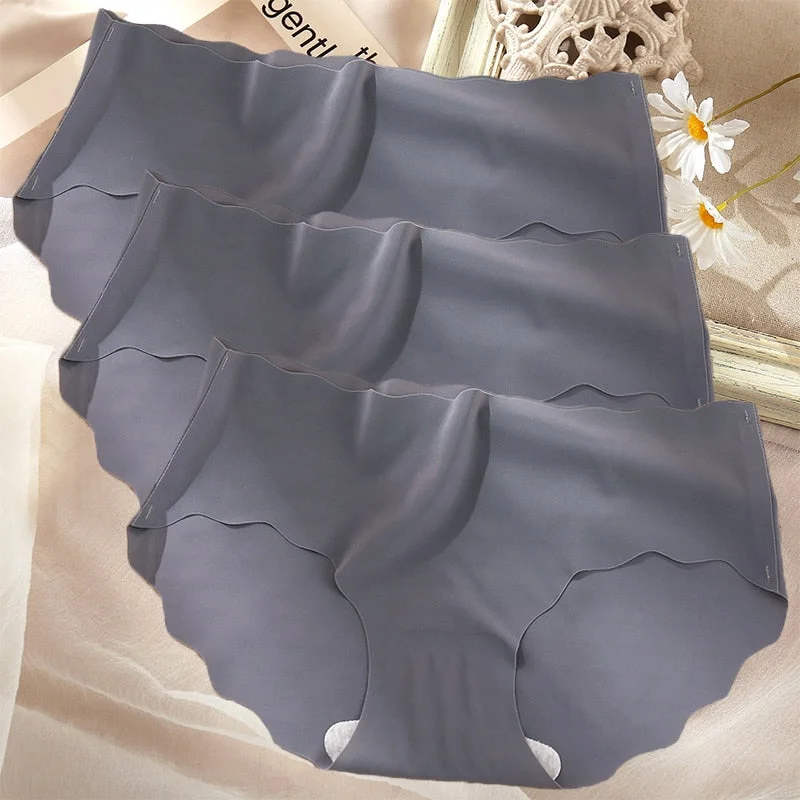 3PCS/Set Sexy Panties Women Seamless Underwear Female Briefs Underpants Invisible Intimates Lingerie One-Piece Low Waist Pantys