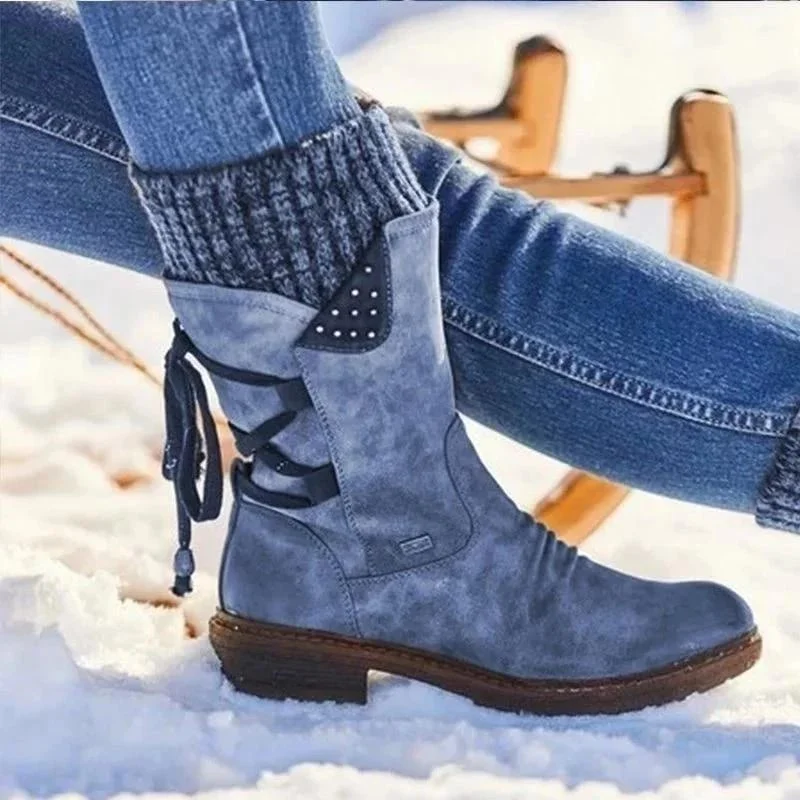 🔥Last Day Promotion 75% OFF - Women's winter low barrel orthotic bow support wool warm boots