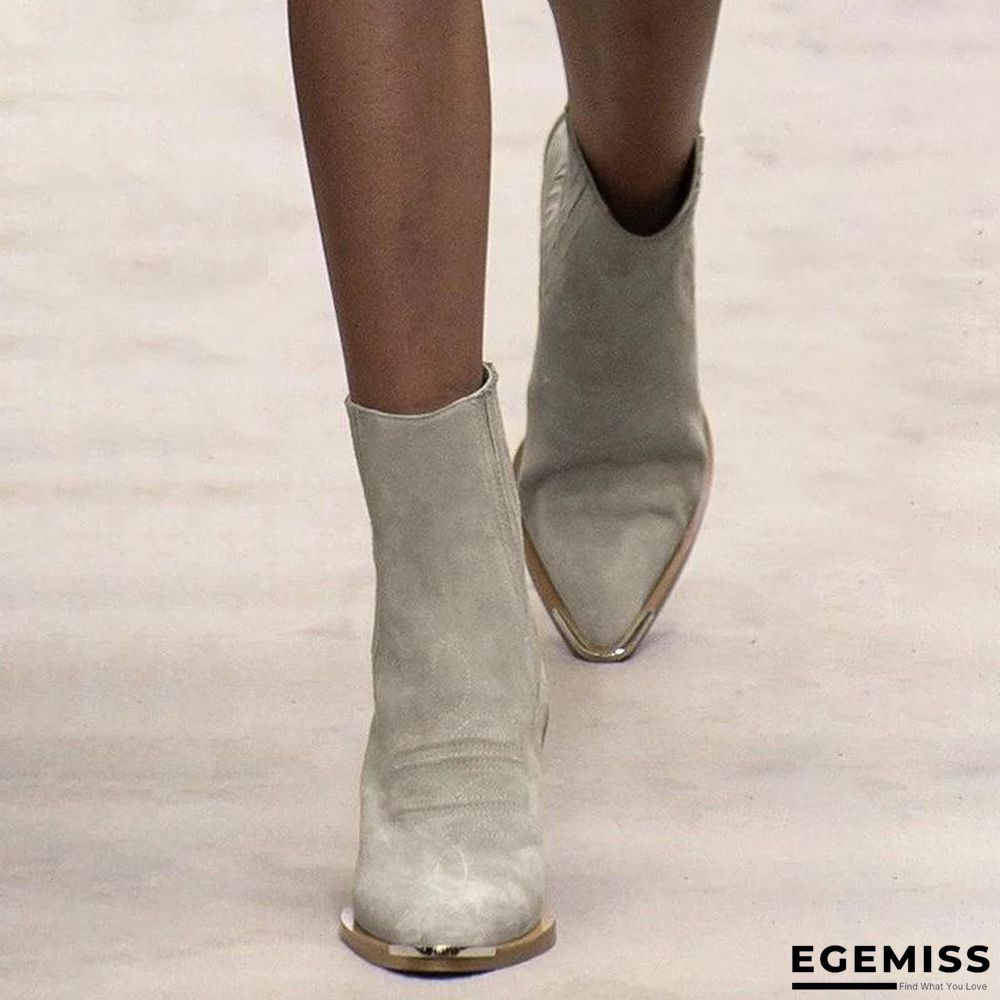 Chunky Heel Pointed Ankle Boots | EGEMISS