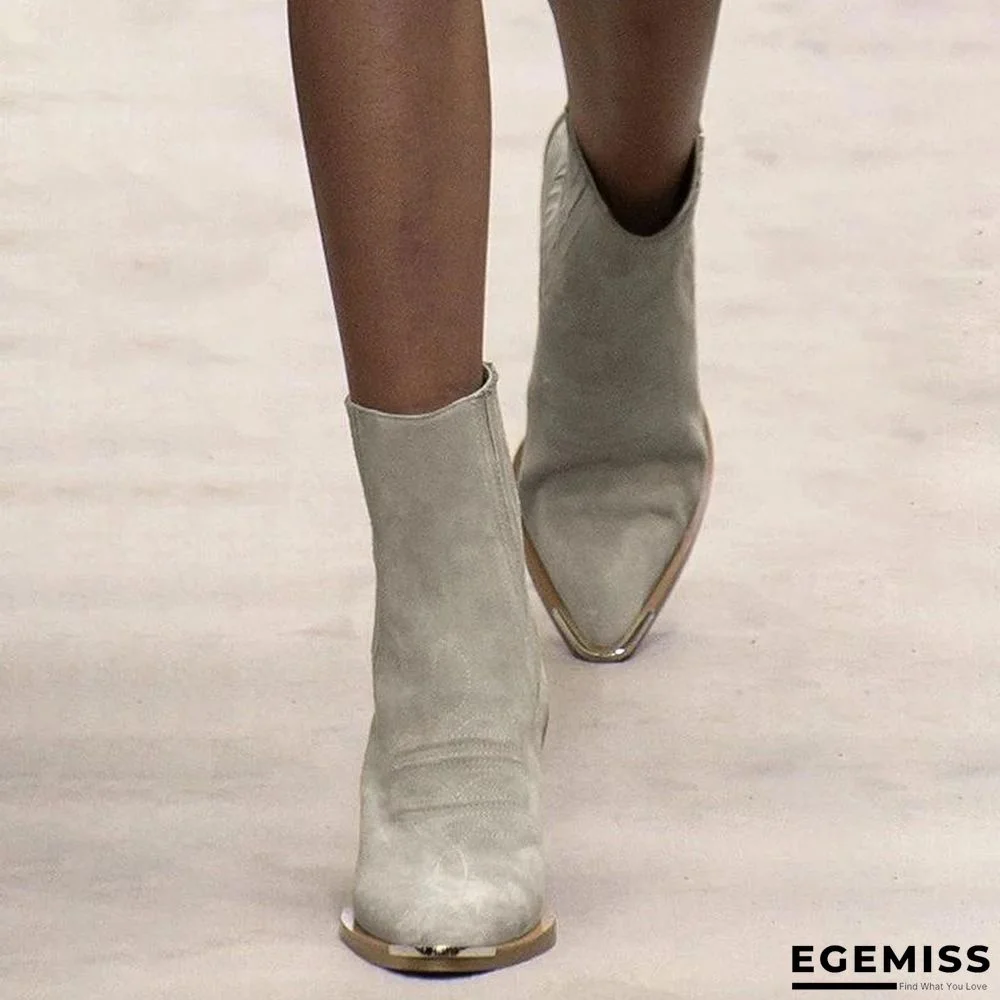 Chunky Heel Pointed Ankle Boots | EGEMISS