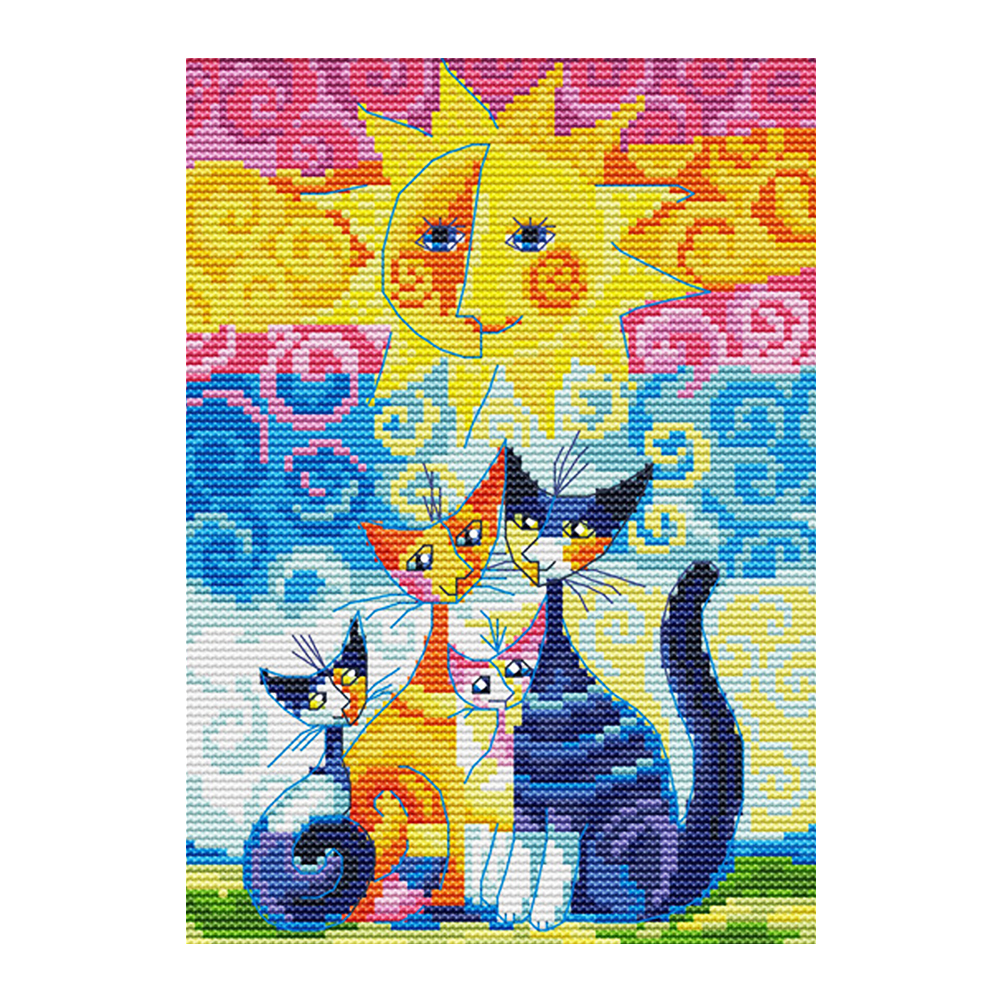 

Two Cats - 11CT Stamped Cross Stitch - 36*46CM, 501 Original