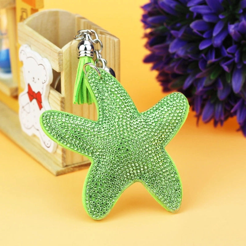 8 Pieces Glam Beach Starfish Flannel Diamond Women’S Keychain