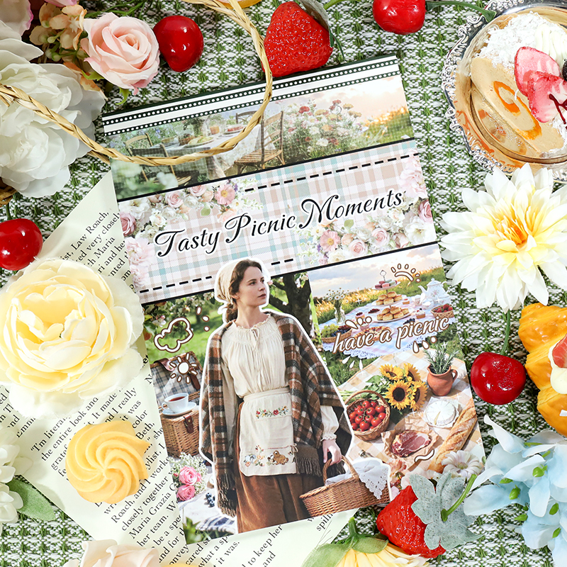 스티커북 - 20장/권 빈티지 꽃 캐릭터 피크닉