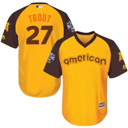 Youth Los Angeles Angels #27 Mike Trout Gold 2016 All-Star American League Stitched MLB Jersey