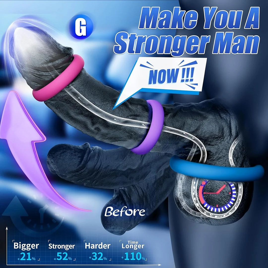 3 Size Stretchy Silicone Cock Ring Set For Men | Delay Training Rings With Case For Longer-lasting Performance