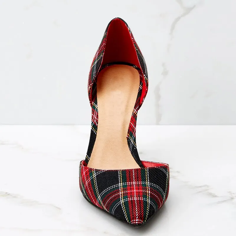 SHENGY Wedding Shoes British Pattern High Heels Thin Heels Shallow Pointed Toes Sexy Party Office Pumps
