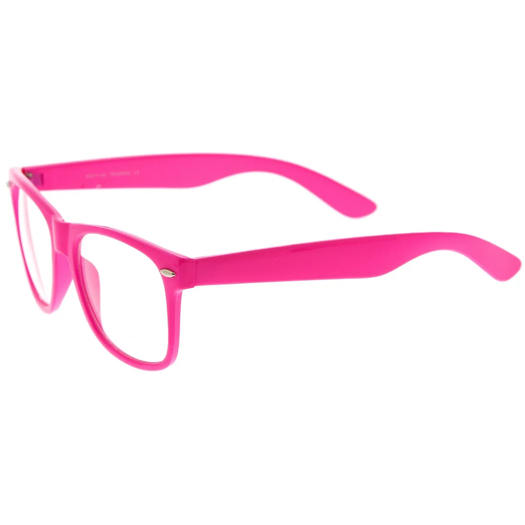 Retro Wide Temple Clear Lens Horn Rimmed Eyeglasses 54mm