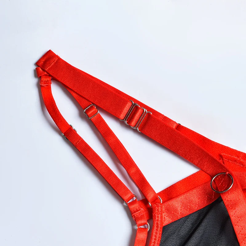 Billionm Lace Lingerie Four Piece Red Black Underwear Set Patchwork Mesh Bra and Panty Sexy See Through Nightwear Sensual Sissy Costume