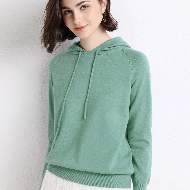 Churchf Churchf New Long-Sleeved Hoodie Sweater Women's Pullover Hoodie Loose Casual Short Top Hoodie Bottom Sweater