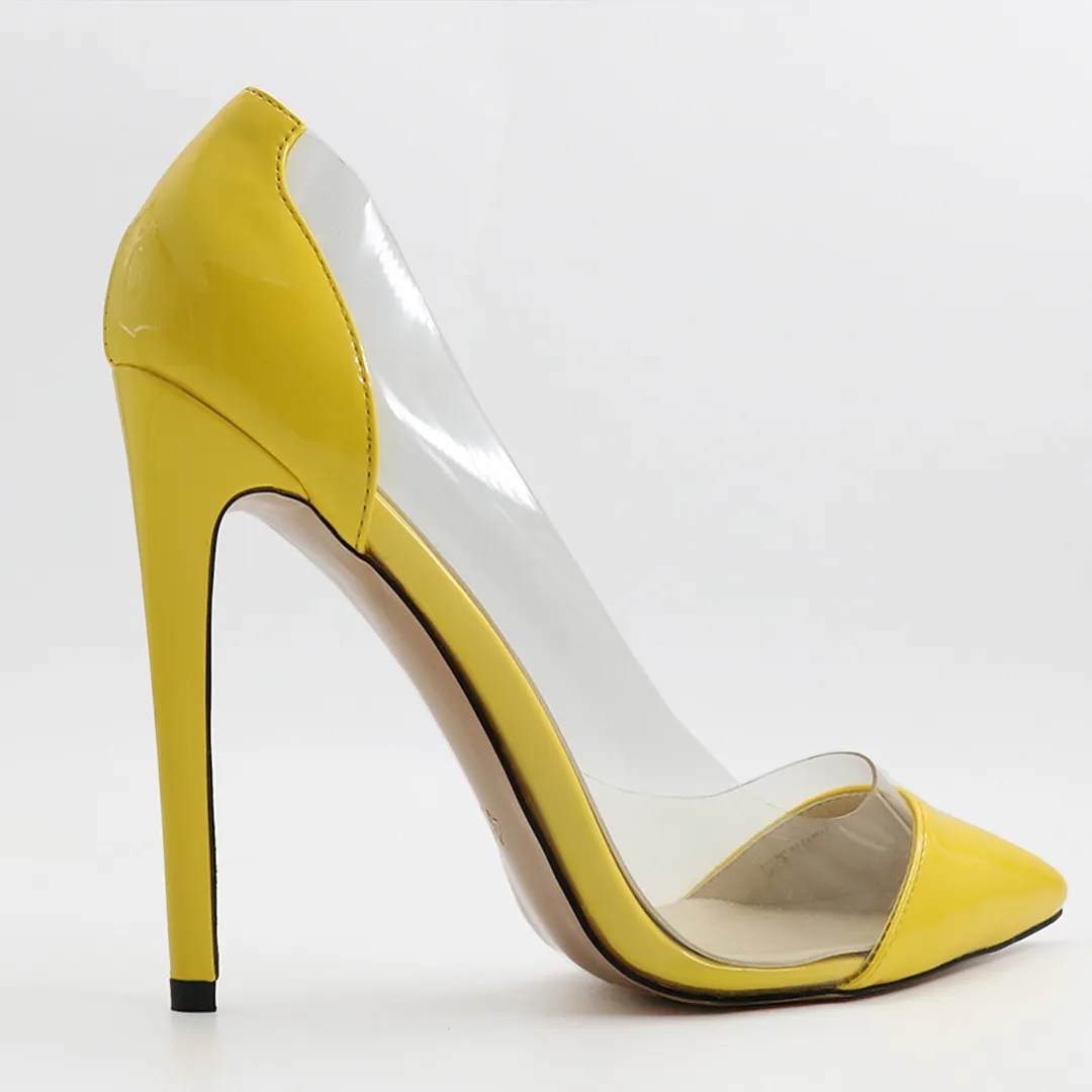4.72" Transparent Splice Pumps Wedding Dating High Heels Patent-vocosishoes