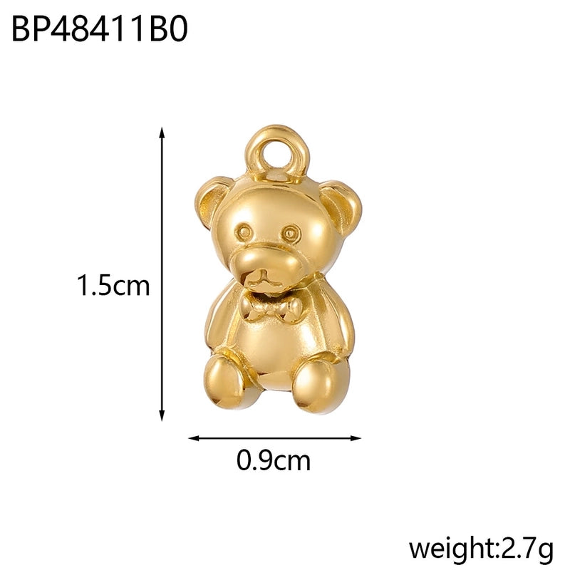 1 Piece 9*13mm 9 * 15mm 304 Stainless Steel Acrylic Shell Bear Pendant Jewelry Accessories