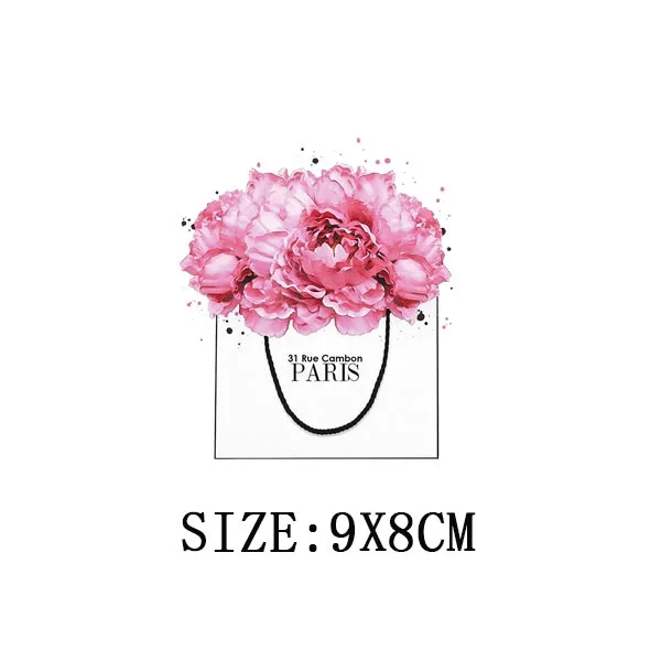 Beautiful Flowers Thermal Sticker On T-shirt DIY Washable Iron On Transfer For Clothing Funny Design Patches On Clothes Applique