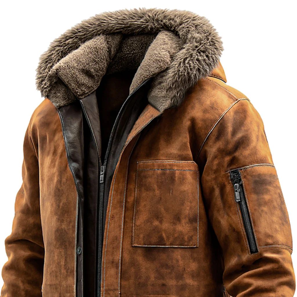 Men's Vintage Fleece Hooded Jacket-inspireuse