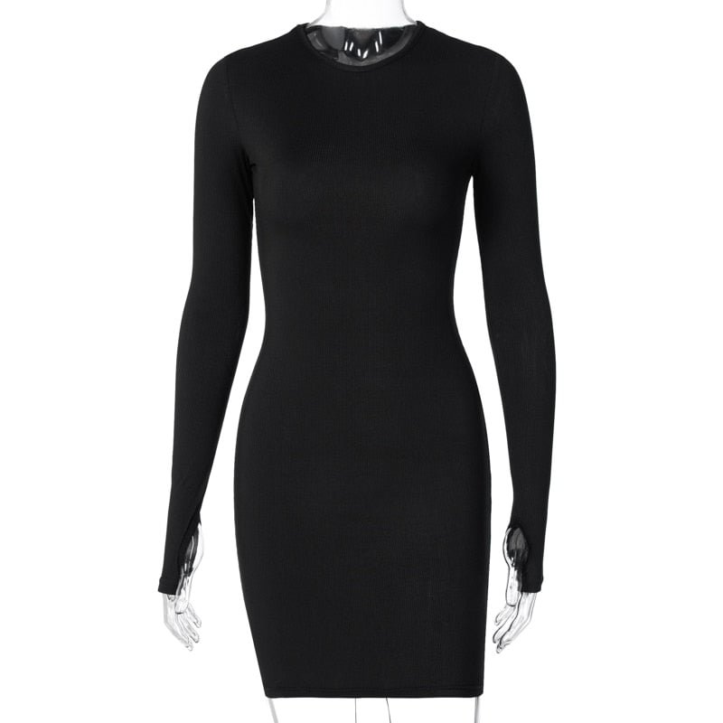 Hugcitar 2020 Long Sleeve Bodycon Sexy Mini Dress Autumn Winter Women Fashion Streetwear Outfits Party Club Wear