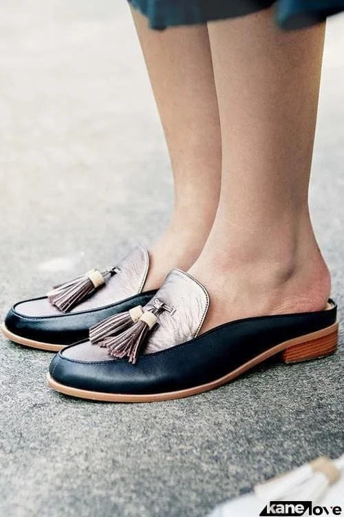 Tassels Low Heel Mules