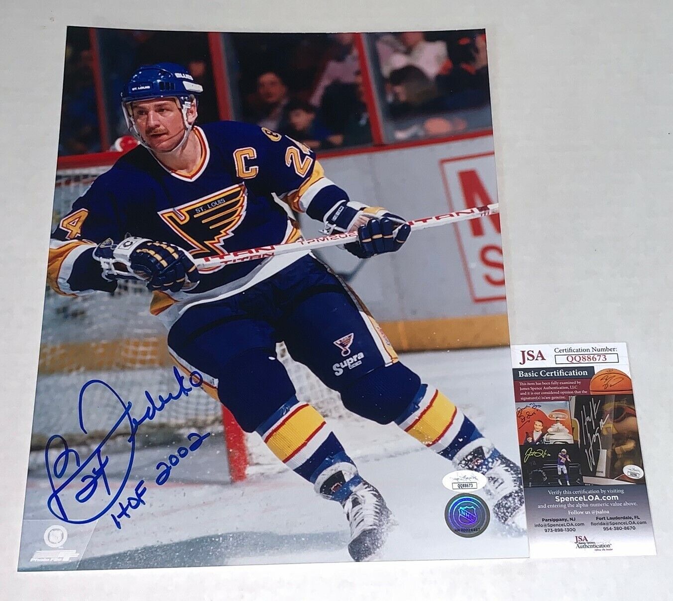 Bernie Federko signed St. Louis Blues 11x14 Photo Poster painting autographed W/ HOF Inscr. JSA