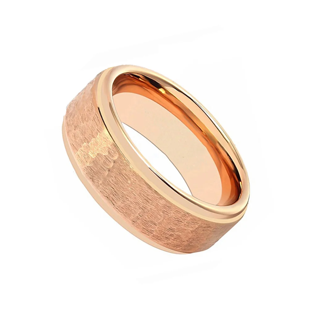 6MM 8MM Tungsten Carbide Rose Gold Plated Men Rings Engagement Wedding