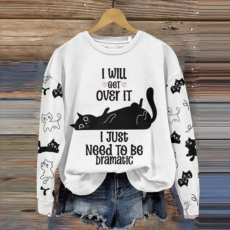 Cat Pattern Letter Printed Women's Sweatshirt