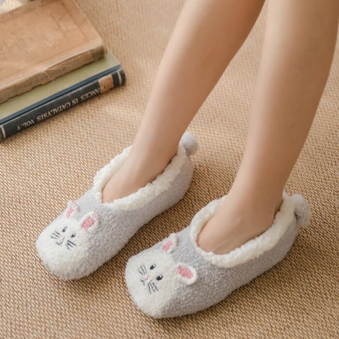 Slipper Socks Women | Animal Fluffy Socks with Grippers | Cozy Warm House  Slippers for Ladies