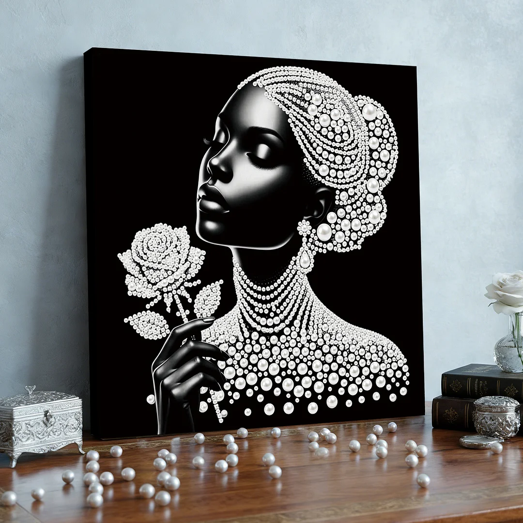 Rose Girl - DIY Pearl Diamond Art Kit With Frame 25*25cm