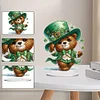 Acrylic Special Shape St. Patricks Day Bear Diamond Painting Tabletop Ornament